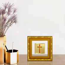 Load image into Gallery viewer, DIVINITI 24K Gold Plated Holy Cross Photo Frame For Home Decor, Divine Gift, Prayer (10.8 X 10.8 CM)