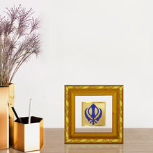 Load image into Gallery viewer, DIVINITI 24K Gold Plated Khanda Sahib Photo Frame For Home Decor Showpiece, Office, Gift (10.8 X 10.8 CM)
