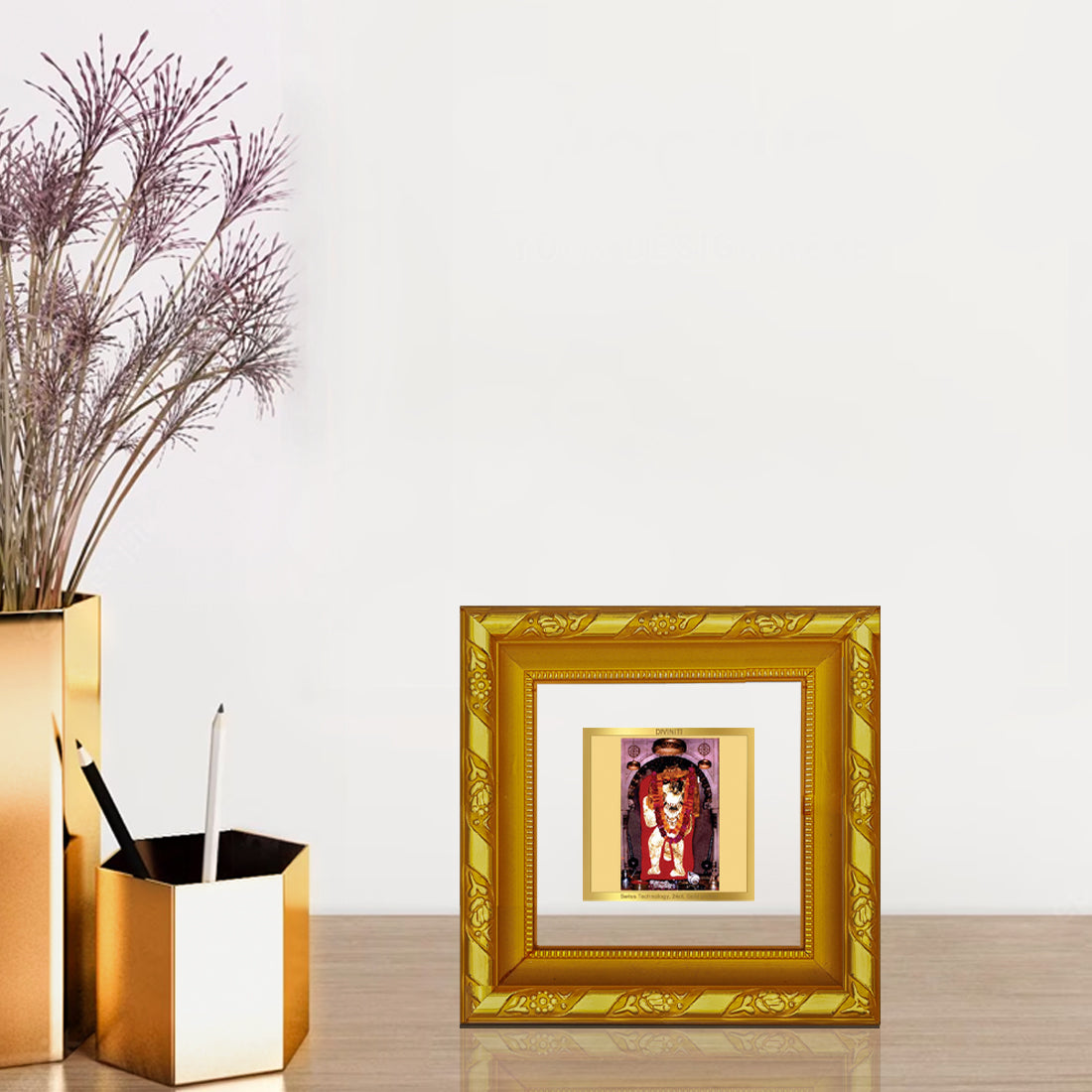 DIVINITI 24K Gold Plated Foil Mehandipur Balaji Wall Photo Frame Idol for Puja Room, Table Top, Home Decor, Workshop, Gifts | DG103S1A (10x10 CM)