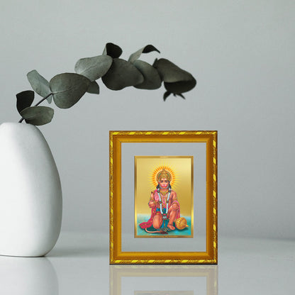 DIVINITI 24K Gold Plated Lord Hanuman Photo Frame Idol for Home & Office Decor, Wall Hanging, Workshop, Table Top, Gift|DG103 Size 2 (22.6x18.4 CM)