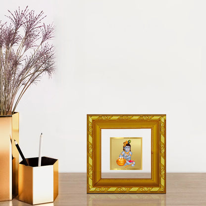 DIVINITI 24K Gold Plated Foil Bal Gopal Stylish Photo Frame for Wall Hanging, Home Decor, Workshop, Table Top, Premium Gifts|DG103S1A (10x10 CM)