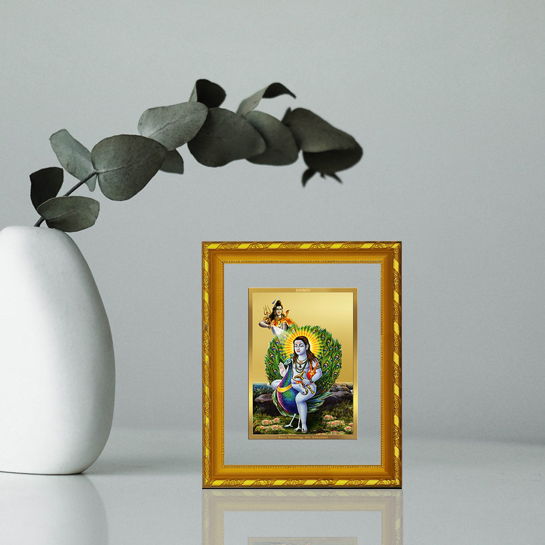 DIVINITI 24K Gold Plated Foil Baba Balak Nath Photo Frame Idol for Home Decor, Table Top, Wall Hanging, Workshop, Premium Gift|DG103 Size 2 (22.6x18.4 CM)