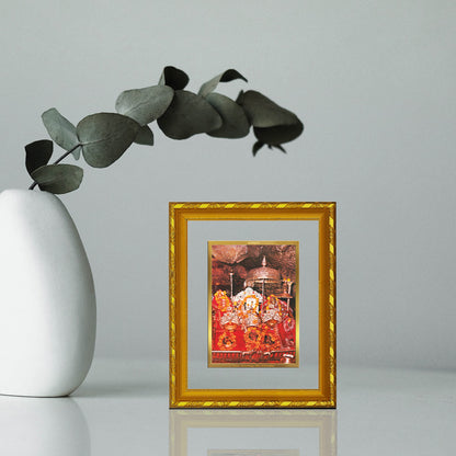 DIVINITI 24K Gold Plated Foil Mata Ka Darbar Photo Frame Idol for Home Wall Decor, Workshop, Table Top, Gift|DG103 Size 2 (22.6x18.4 CM)