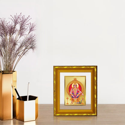 DIVINITI 24K Gold Plated Foil Ayyappan Photo Frame For Home Wall Decor, Puja Room, Gift  DG 103 S1 (15.3x14.9 CM)