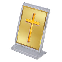 Load image into Gallery viewer, Diviniti 24K Gold Plated Holy Cross Frame For Car Dashboard, Home Decor, Festival Gift (11 x 6.8 CM)
