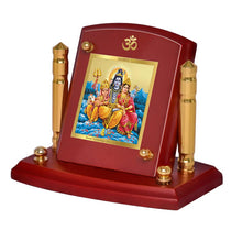 Load image into Gallery viewer, Diviniti 24K Gold Plated Shiv Parivar For Car Dashboard, Home Decor, Table Top &amp; Puja Room (7 x 9 CM)
