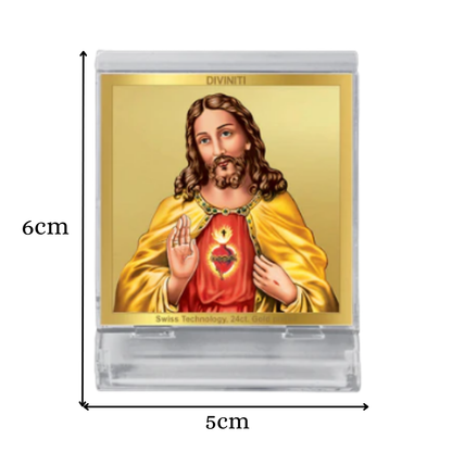 Jesus Christ | Divine Christian Car Dashboard & Tabletop Photo Frame in 24K Gold Plated Foil