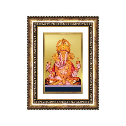 Diviniti 24K Gold Plated Dagadu Ganesha (Classic) Divine Wall Frame for Home Mandir & Office Decor | Luxury Spiritual Gift