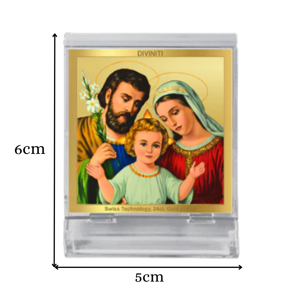 Holy Family | Divine Christian Car Dashboard & Tabletop Photo Frame in 24K Gold Plated Foil