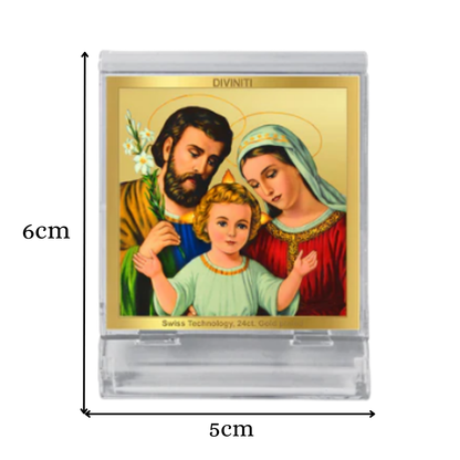 Holy Family | Divine Christian Car Dashboard & Tabletop Photo Frame in 24K Gold Plated Foil