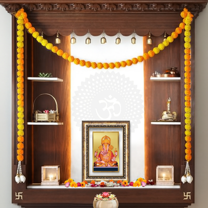 Diviniti 24K Gold Plated Dagadu Ganesha (Classic) Divine Wall Frame for Home Mandir & Office Decor | Luxury Spiritual Gift