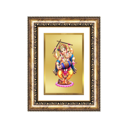 Diviniti 24K Gold Plated Dancing Ganesha (Classic) Divine Wall Frame for Home Mandir & Office Decor | Luxury Spiritual Gift
