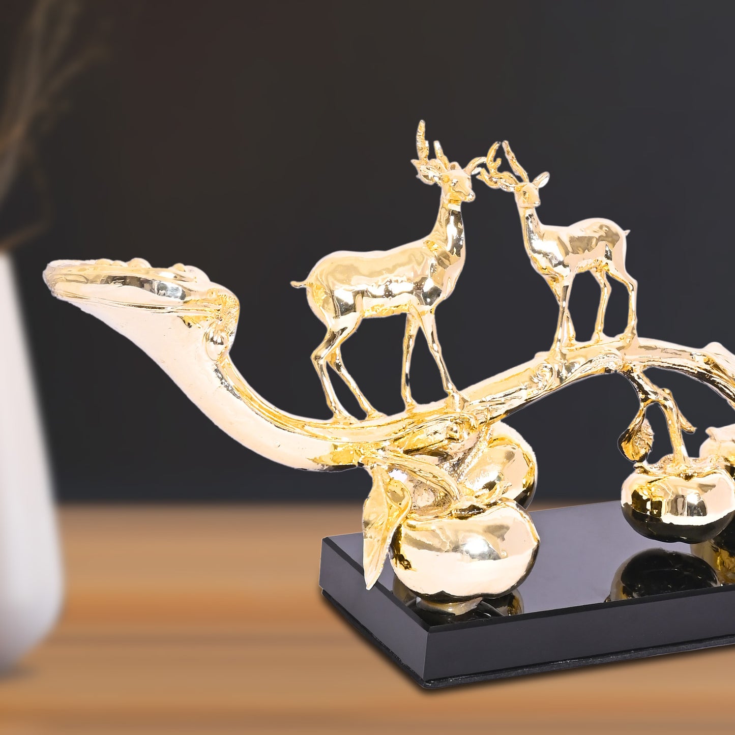 Diviniti 24K Gold Plated Deer With Dinosaur Idol Statue for Home & Office Decor Showpieces, Easy To Decorate To Any Place, Workshop, Table Top, Luxury Gift
