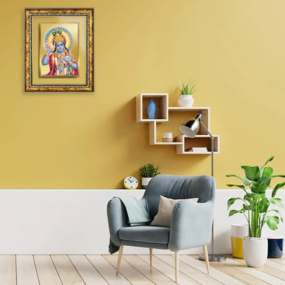DIVINITI 24K Gold Plated Foil Vishnu Wall Photo Frame for Home Decor, Wall Hanging, Table Top, Puja Room & Gift DG113S3 (27.6X35.4 CM)