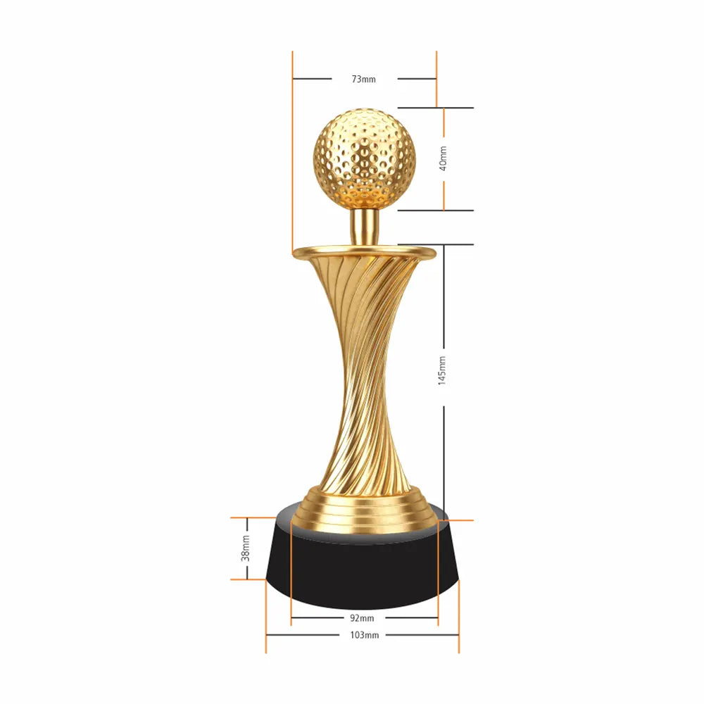 24K Gold Plated Swing Golf Trophy to Victory Round Trophy of Excellence for Golfers