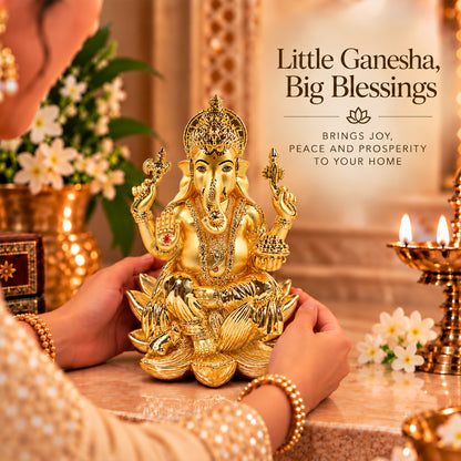 24K Gold-Plated Lord Ganesha Idol | Premium Gift Box | 18x11.5 CM