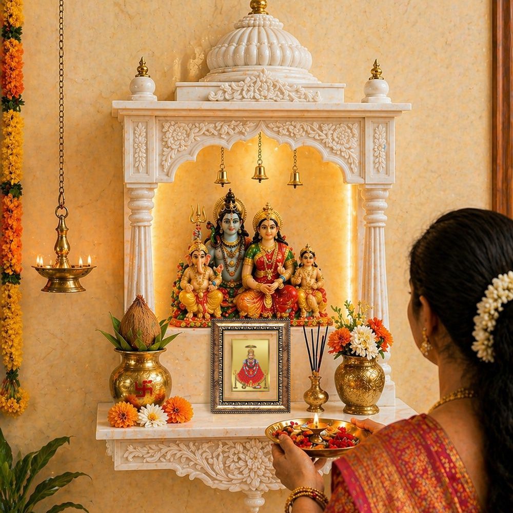 Diviniti 24K Gold Plated Khatu Shyam Divine Table Top Frame for Home Mandir & Office Decor | Luxury Spiritual Gift
