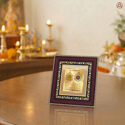 Vyapar Vriddhi Yantra framed in 24K gold plated foil, symbolizing balance of planetary energies and harmony.