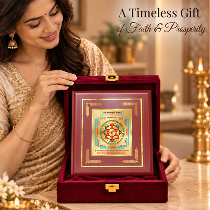 24K Gold-Plated Shree Baglamukhi Yantra Frame | Premium Gift Box | 12x11 CM
