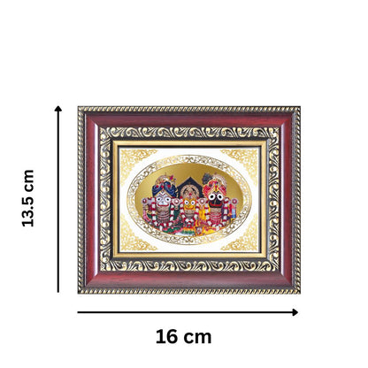 Lord Jagannath Balabhadra Subhadra Divine Puri Trinity Sacred Royal Tabletop Frame in 24K Gold Plated Foil