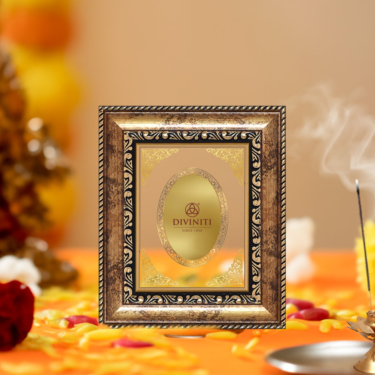 Diviniti Double Glass Frame Personalised Tabletop Photo Frame in 24K Gold Plated Foil