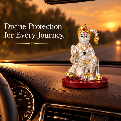DIVINITI 999 Silver-Plated Hanuman Idol | Car & Home Décor | Gift Box | 9x6 CM
