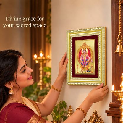 24K Gold-Plated Lord Ayyappan Frame | Premium Gift Box | 21.5x17.5 CM