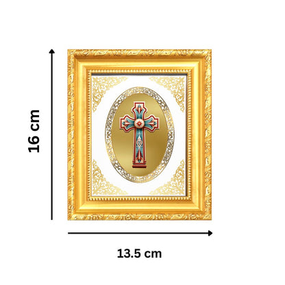 Holy Cross Divine Christian Faith & Redemption Sacred Royal Tabletop Frame in 24K Gold Plated Foil