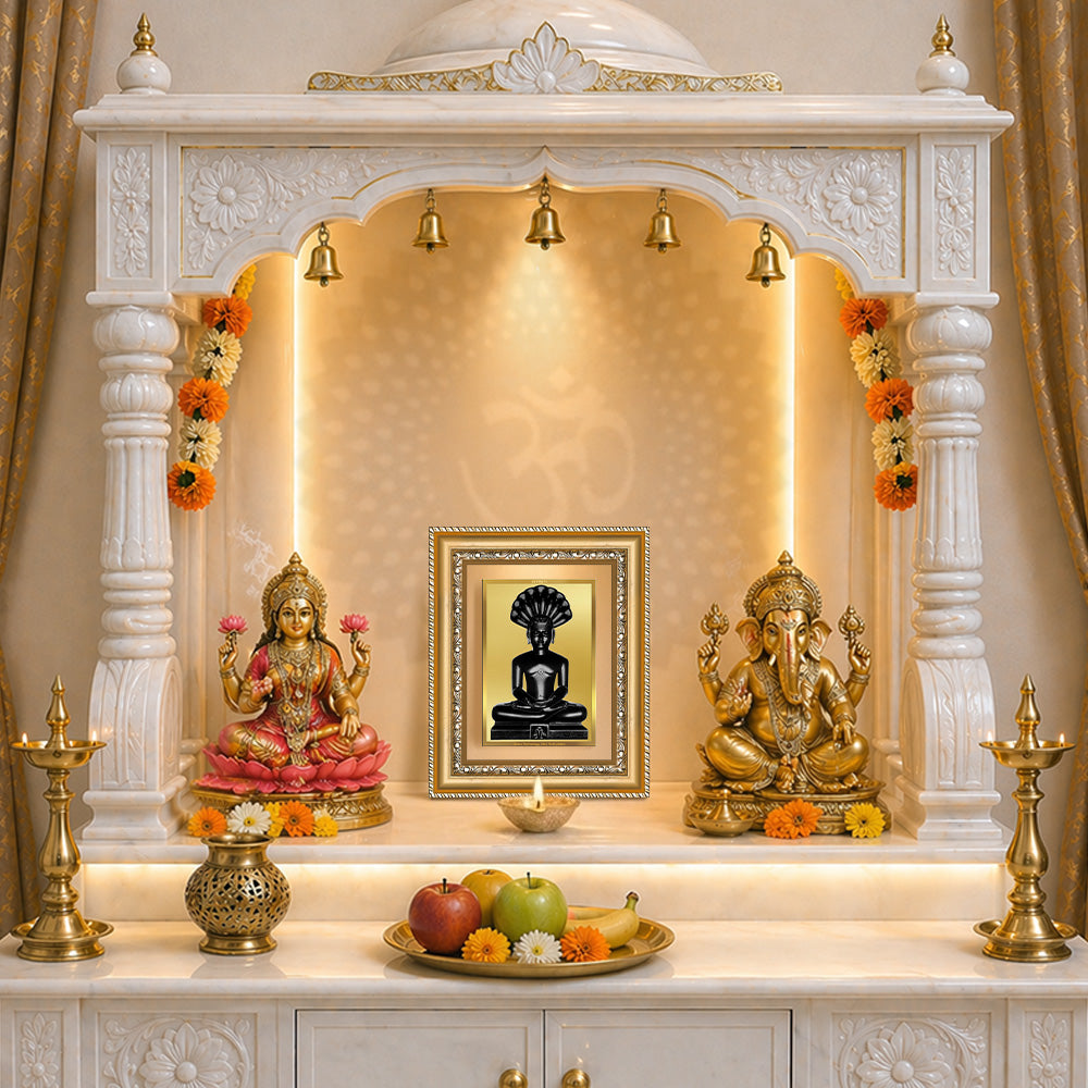 Diviniti 24K Gold Plated Parshvanath (Classic) Divine Wall and Table Top Frame for Home Mandir & Office Decor | Luxury Spiritual Gift