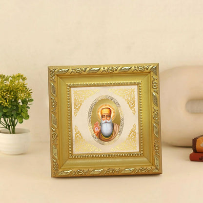 Guru Nanak Dev Ji | Divine Sikh Guru Royal Tabletop Photo Frame in 24K Gold Plated Foil