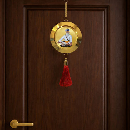 Diviniti 24K Gold Plated Double-Sided Baba Deep Singh & Golden Temple Car Dangler (5.5 cm) | Divine Hanging Car Decor for Protection, Positive Energy & Spiritual Blessings