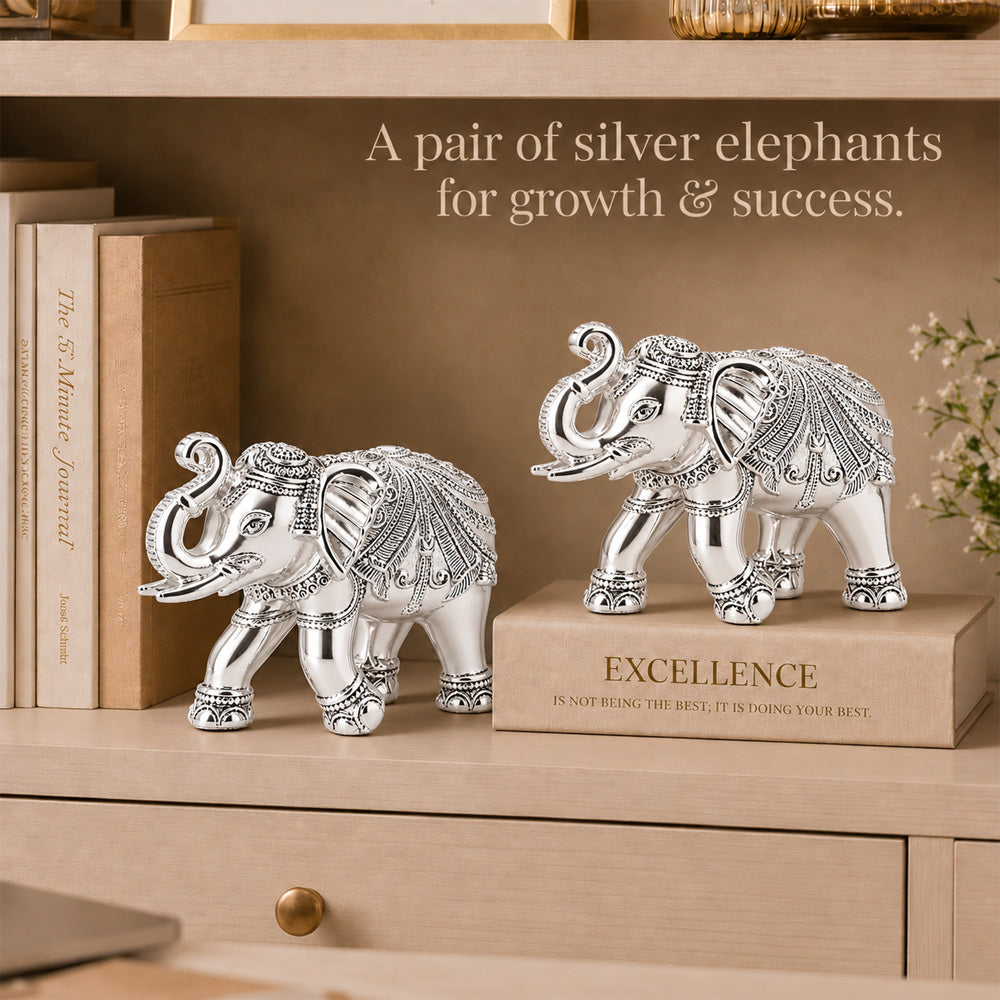 999 Silver-Plated Elephant Pair | Premium Gift Box | 10x13 CM