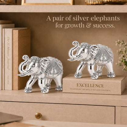 999 Silver-Plated Elephant Pair | Premium Gift Box | 10x13 CM