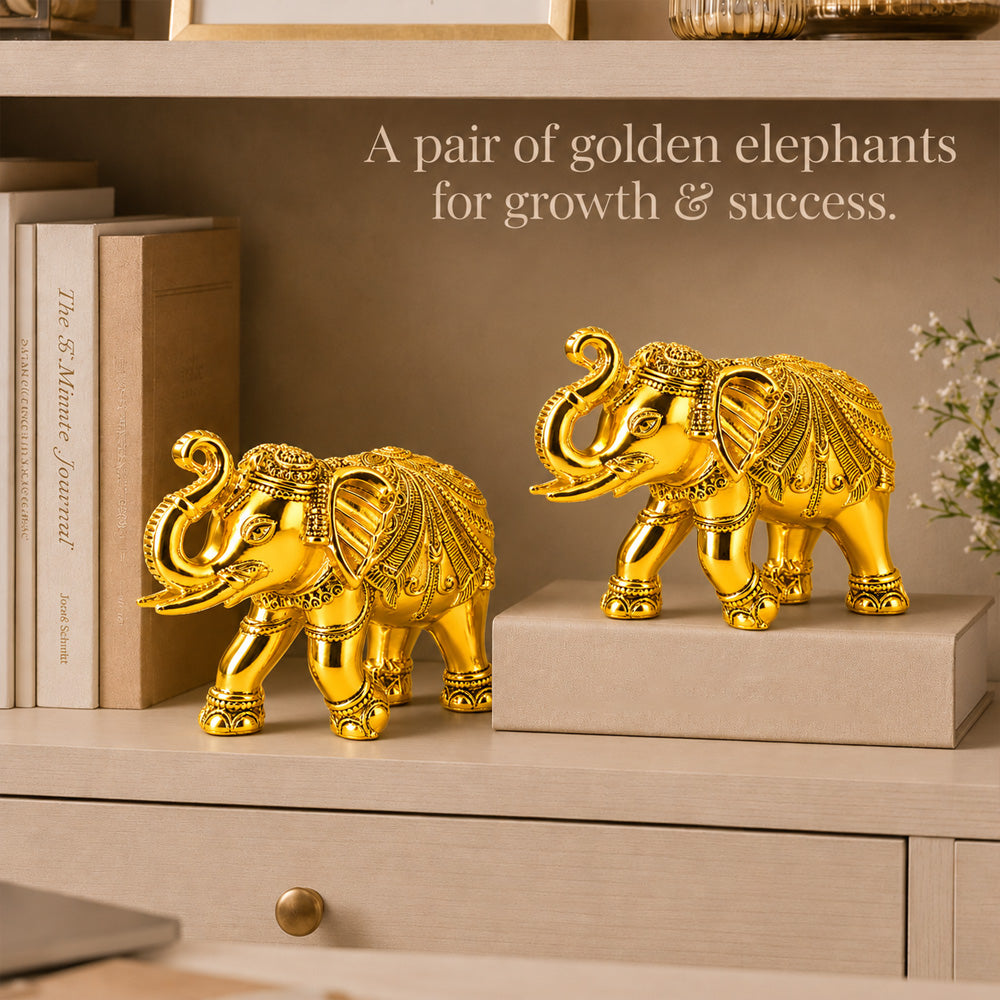 999 Gold-Plated Elephant Pair | Premium Gift Box | 6x8 CM