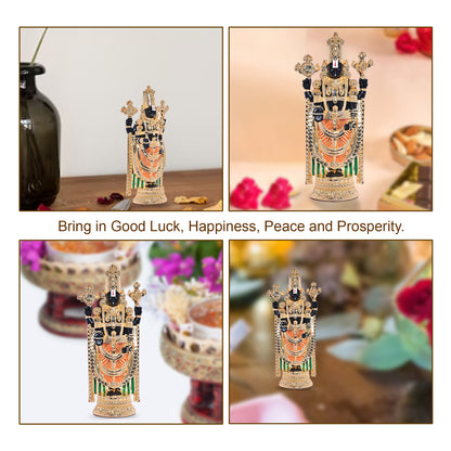 Diviniti Tirupati Balaji Idol for Office Desk Puja Room Tirupati Idol for Home Decor Birthday Festivals Lord Venkateswara Balaji Statue Figurine Gifting 21x7.6 CM