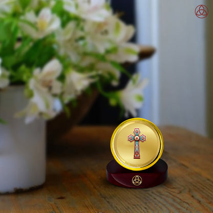 Holy Cross | Divine Christian Cross Car Dashboard & Tabletop Photo Frame in 24K Gold Plated Foil