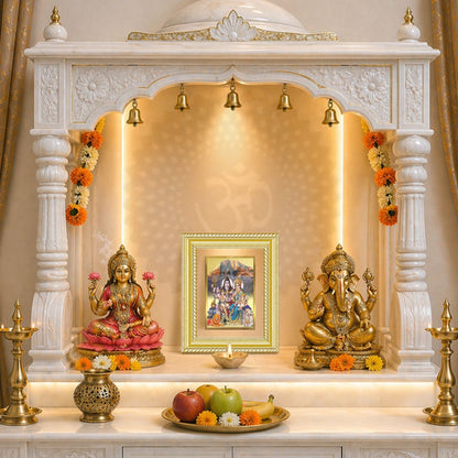 Diviniti 24K Gold Plated Shiv Parivar (Classic) Divine Wall and Table Top Frame for Home Mandir & Office Decor | Luxury Spiritual Gift