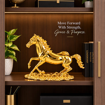 24K Gold-Plated Jumping Horse Idol | Premium Gift Box | 17x22 CM