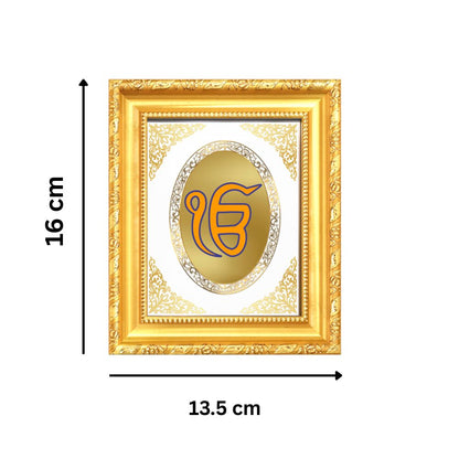 Ik Onkar Sacred Sikh Symbol Divine Faith Royal Tabletop Frame in 24K Gold Plated Foil