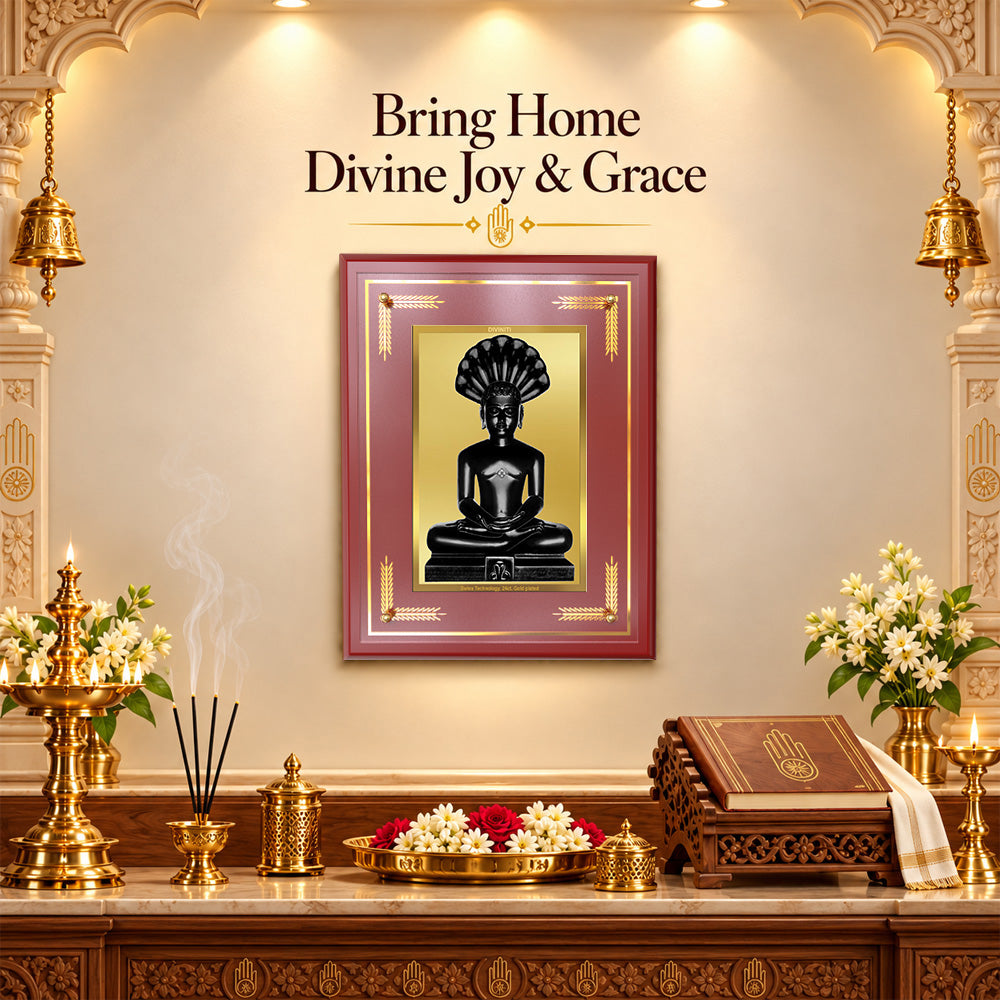 24K Gold-Plated Parshwanath Ji MDF Frame | Premium Gift Box | 27x35 CM