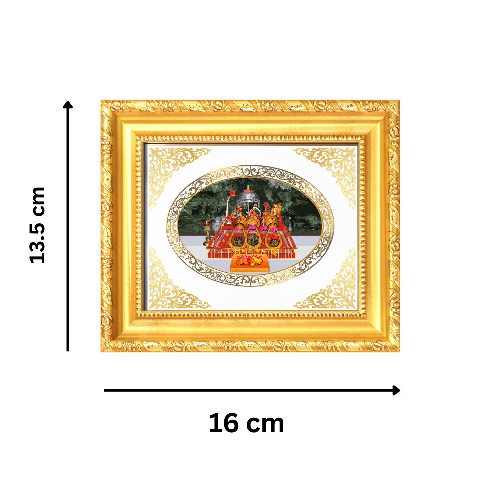 Mata Ka Darbar Divine Vaishno Devi Sacred Shakti & Blessings Royal Tabletop Frame in 24K Gold Plated Foil