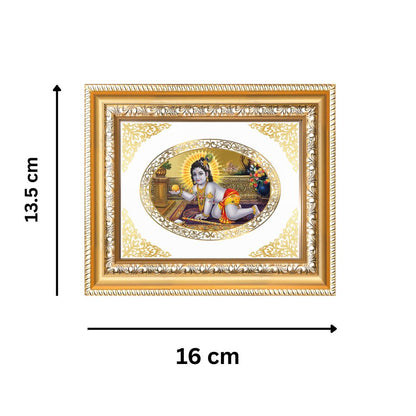 Laddu Gopal Divine Baby Krishna Sacred Love & Devotion Royal Tabletop Frame in 24K Gold Plated Foil