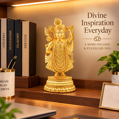 24K Gold-Plated Shrinath Ji Idol | Premium Gift Box | 25x11.5 CM