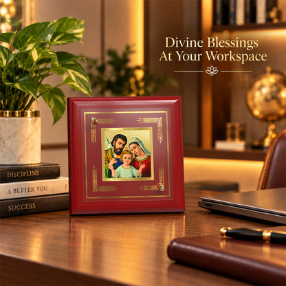 24K Gold-Plated Holy Family MDF Frame | Premium Gift Box | 10x10 CM