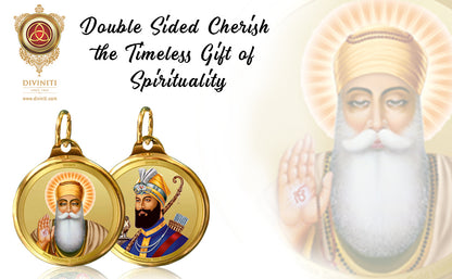 Diviniti 24K Double sided Gold Plated Pendant Guru Nanak Dev Ji & Guru Gobind Singh Ji|18 MM Flip Coin