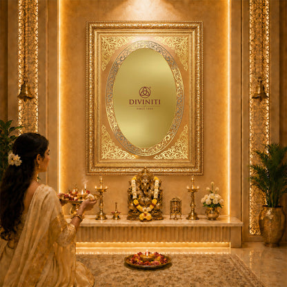 Diviniti Double Glass Frame Personalised Wall Mount Photo Frame in 24K Gold Plated Foil