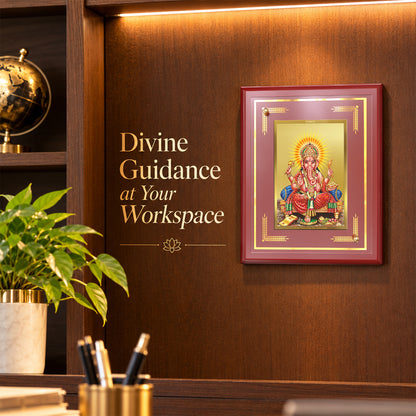 24K Gold-Plated Ganesha MDF Frame | Premium Gift Box | 26x20 CM