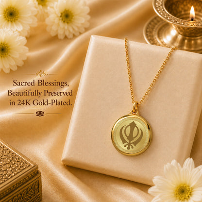 Diviniti 24K Double Sided Gold Plated Pendant Ik Onkar & Khanda Sahib | 18 MM Flip Coin (1 PCS)