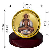 Load image into Gallery viewer, Diviniti 24K Gold Plated Mahavir Frame For Car Dashboard, Home Decor, Puja Room, Gift (5.5 x 5.0 CM)
