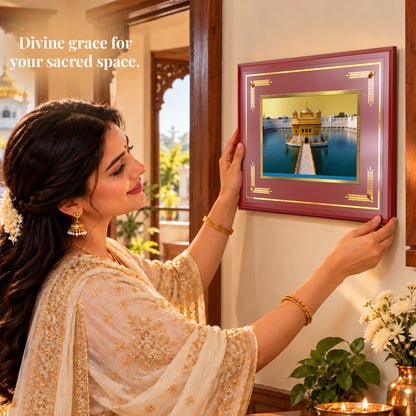 24K Gold-Plated Golden Temple MDF Frame | Premium Gift Box | 21.5x17.5 CM